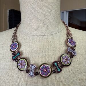 Purple Mosaic Statement Necklace